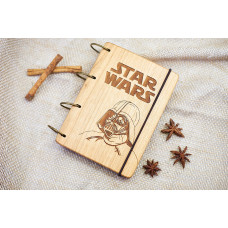 Notepad A6 "Star wars" made of natural wood on rings (engraving). Notebook. Album for drawing. A diary. Sketchbook