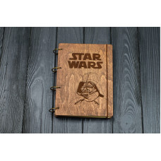 Notebook A5 "Star wars" Dark of plywood on the rings, 60 sheets
