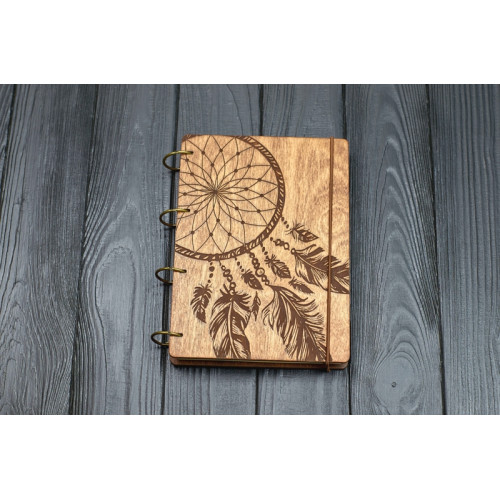 A5 Plywood notebook "Dreamcatcher" with rings