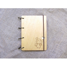 Notebook A6 Angel Light of plywood on the rings, 60 sheets