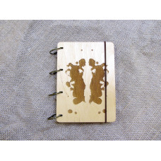Rorschach Spots notebook made of plywood on rings, 60 sheets, A6 format
