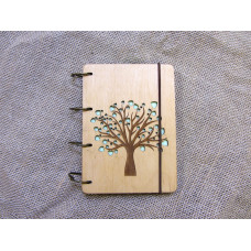 Notebook "Tree of lovers" from plywood on rings, 60 sheets, A6 format