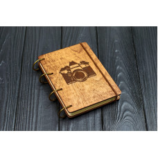 Notebook A6 "Camera" from plywood Dark 60 sheets