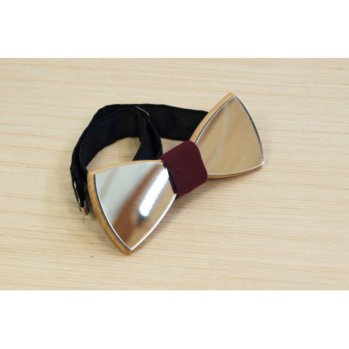 Bow tie "Silver" made of natural wood 