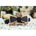 Leather Bow tie "Aged Black" made of natural wood