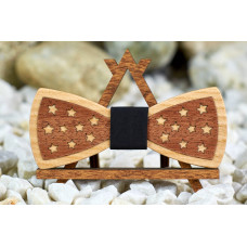 Bow tie "Stars" made of natural wood with veneer