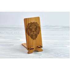 Stand for phone "Lion" from a natural wood