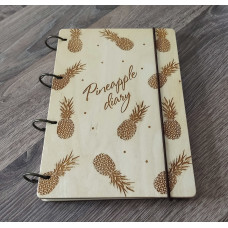 Wooden notebook A5 Pineapple diary Pineapples Light made of plywood on rings, 60 sheets, A5