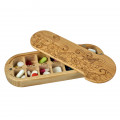 Wooden double pill box, cornflower, organizer for pills and vitamins
