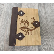 Wooden notepad Kyiv-Ladya made of natural wood and genuine leather with a magnet clasp