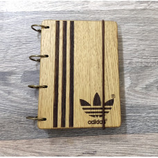 Wooden notebook A6 Adidas made of natural wood on rings 60 sheets