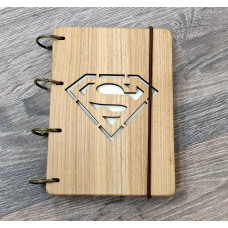 Wooden notebook A6 Superman Superman made of natural wood on rings 60 sheets