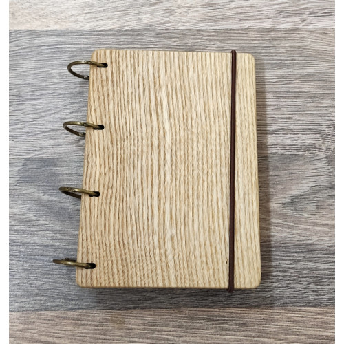 Wooden notebook A6 Original made of natural wood on rings 60 sheets