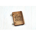 Pocket notebook A7 "Love is never wrong" Dark of plywood on the rings, 60 sheets