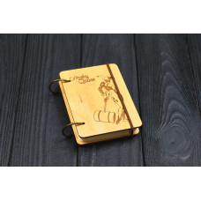 Notebook wooden A7 Harley Quinn Light plywood on rings, 60 sheets