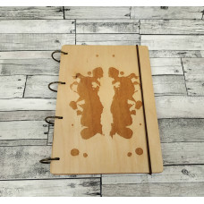 Notebook A5 " Rorschach Spots" Light plywood on the rings, 60 sheets