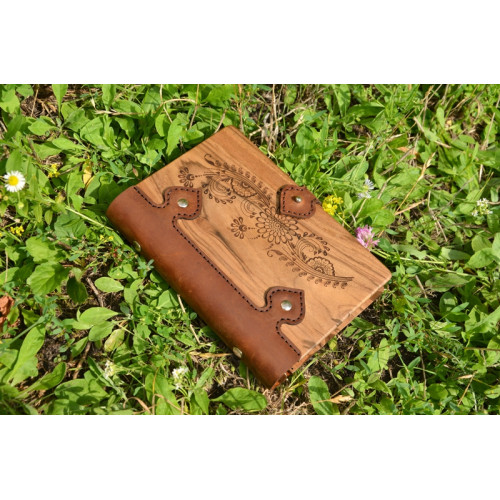 Notepad natural tree + Flower leather with 1 clasp