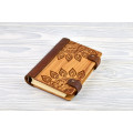 Notebook made of genuine leather and wood "Mandala"