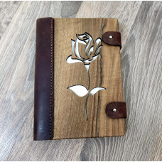 Notepad natural tree + Rose leather with 2 fasteners