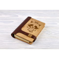 Notebook made of genuine leather and wood "Raccoon" on magnetic clasp