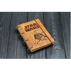 Notebook A6 No. Star Warriors "made of plywood Dark on rings, 60 sheets