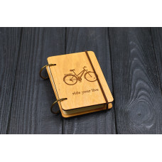 Wooden notebook A7 Light plywood bicycle on rings