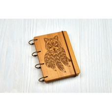 Notepad A6 "WOLF TALISMAN " made of natural wood on rings. Notebook. Album for drawing. A diary. Sketchbook