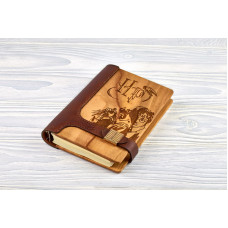 Notebook made of genuine leather and wood "Harry Potter" on magnetic clasp