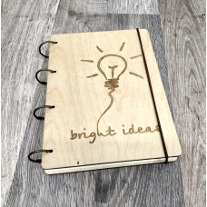 Wooden notepad А5 Bright thoughts Light made of plywood with rings, 60 sheets