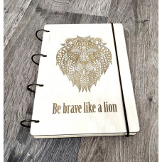 Notebook A5 "a lion " Light plywood on the rings, 60 sheets