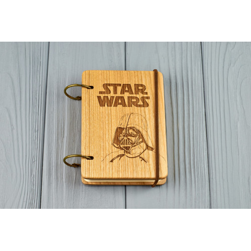 Pocket notebook made of wood A7 on rings "Star Wars"