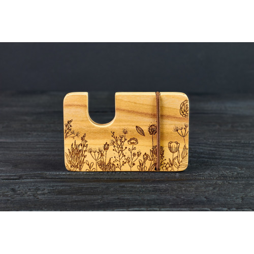 Cardholder for bank cards "Flowers"made of natural  wood