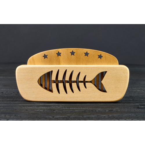 Comb of natural wood "Fishes" in a mini holder for beard and hair