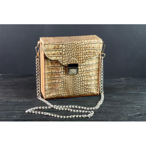 Leather Bag Wooden Bag Imitation Reptile Skin Handmade Simple Bag
