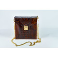 Leather Bag Wooden Bag. Imitation Reptile Skin. Handmade Simple Bag