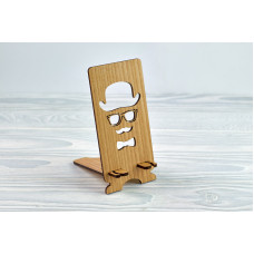 Stand for phone " Man in hat " from a natural wood