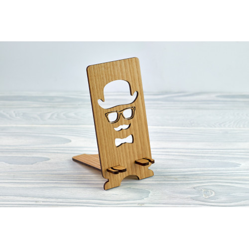 Stand for phone "Man in hat " from a natural wood