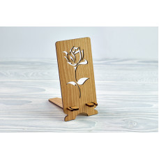 Stand for phone "rose flower  " from a natural wood