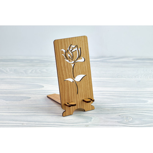 Stand for phone "rose flower " from a natural wood