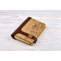 Notebook made of genuine leather and wood "Flowers" on magnetic clasp