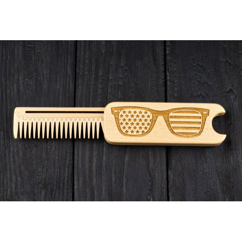 Comb  "Sunglasses" of natural wood with magnets