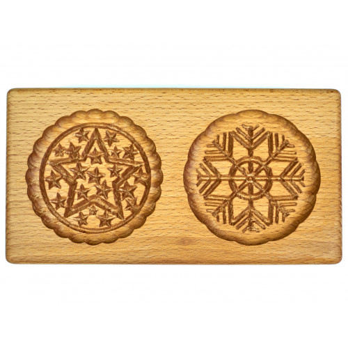 Gingerbread board Pattern No. 24 For two gingerbread Asterisk + Snowflake wooden size 20*10*2 cm