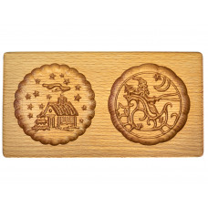 Gingerbread board Pattern No. 27 For two gingerbread Santa Claus + Stars in the sky over the village wooden size 20 * 10 * 2 cm