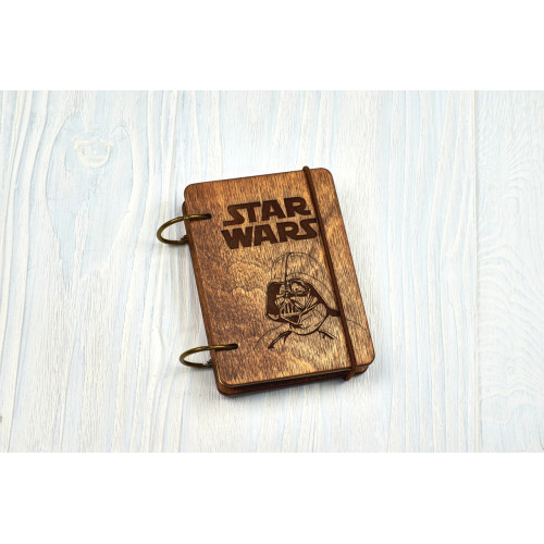 Pocket notebook A7 "Star Wars" Dark of plywood on the rings, 60 sheets