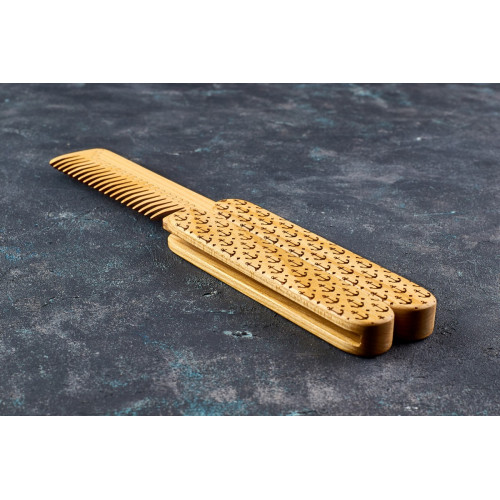 Wooden folding comb "Anchor" for a beard and hair