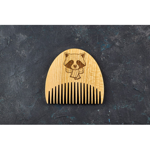 Wooden beard comb "Raccoon"