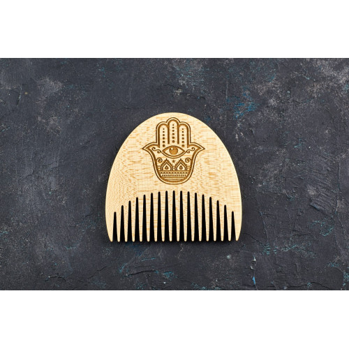 Wooden beard comb "Hamsa"