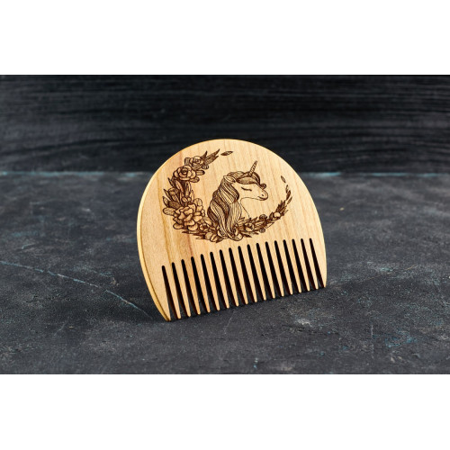Wooden beard comb "Unicorn"