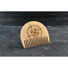 Wooden beard comb "Wind rose 2 "