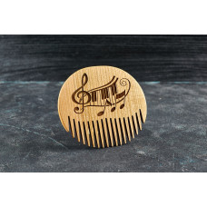 Wooden beard comb "Notes "